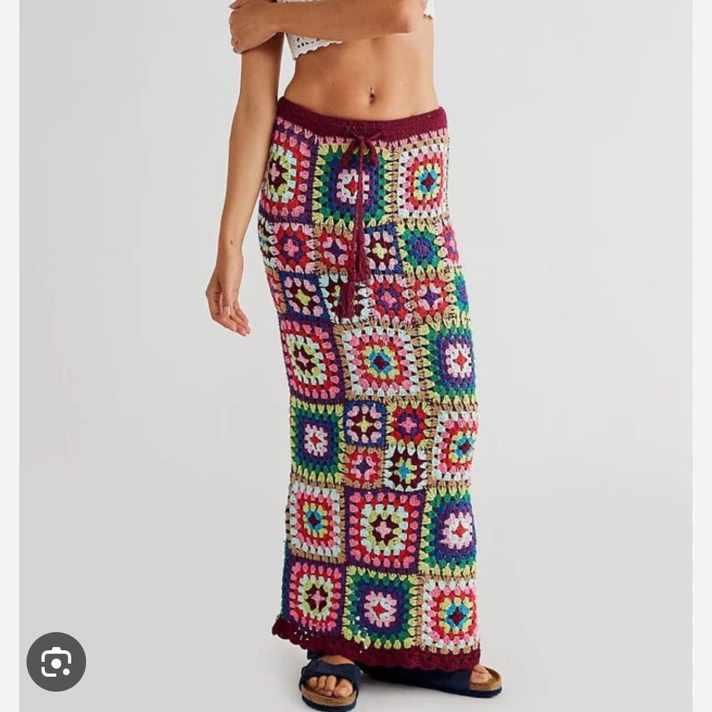 FLOOK X FREE PEOPLE crochet maxi skirt XS